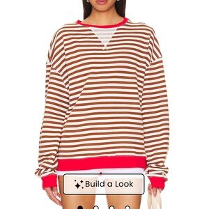 Free people striped Red and Brown crew